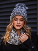 Warm women\'s set with a scarf, light gray and black C34 - Online store - Boutique